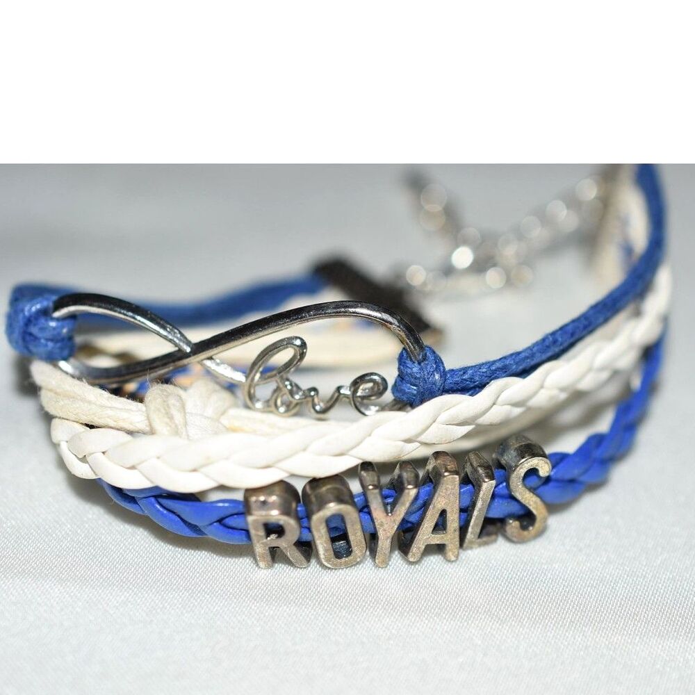 Home Run Kansas City Royals Braided Blue White Layered Cord Chame 7"-8" Bracelet